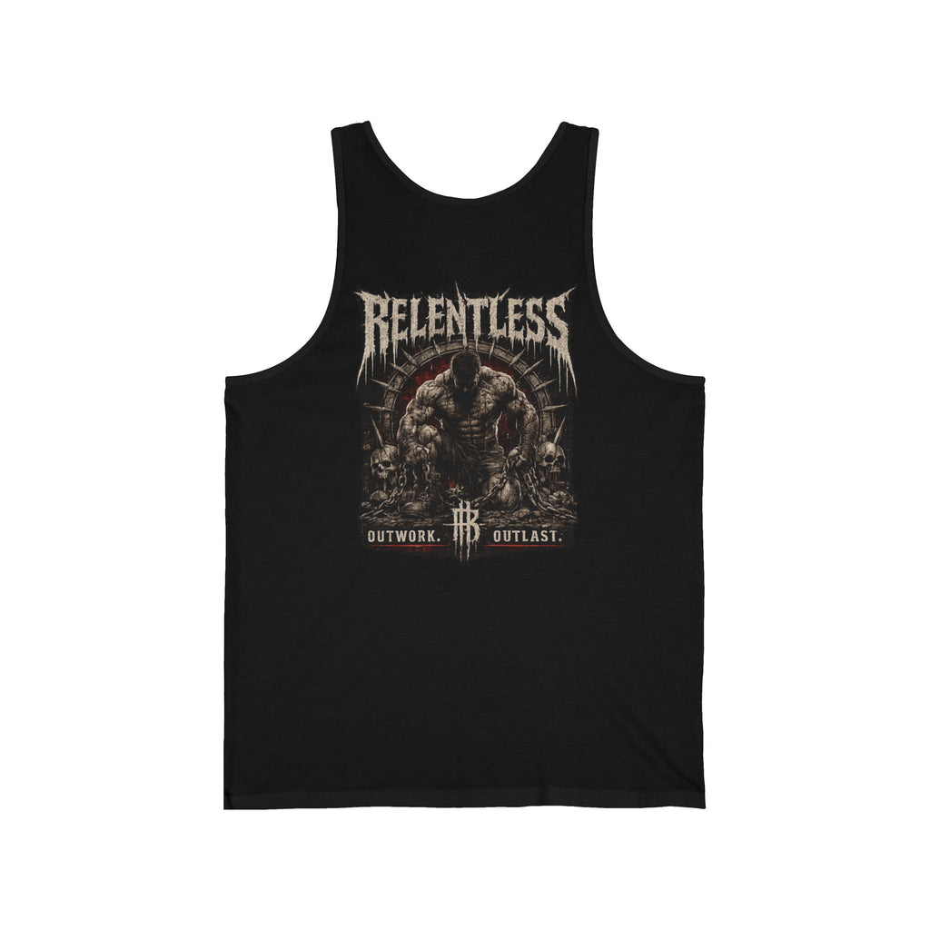Relentless Muscle Tank — 'Relentless' Gym Tank Top with Tough Guy Graphic