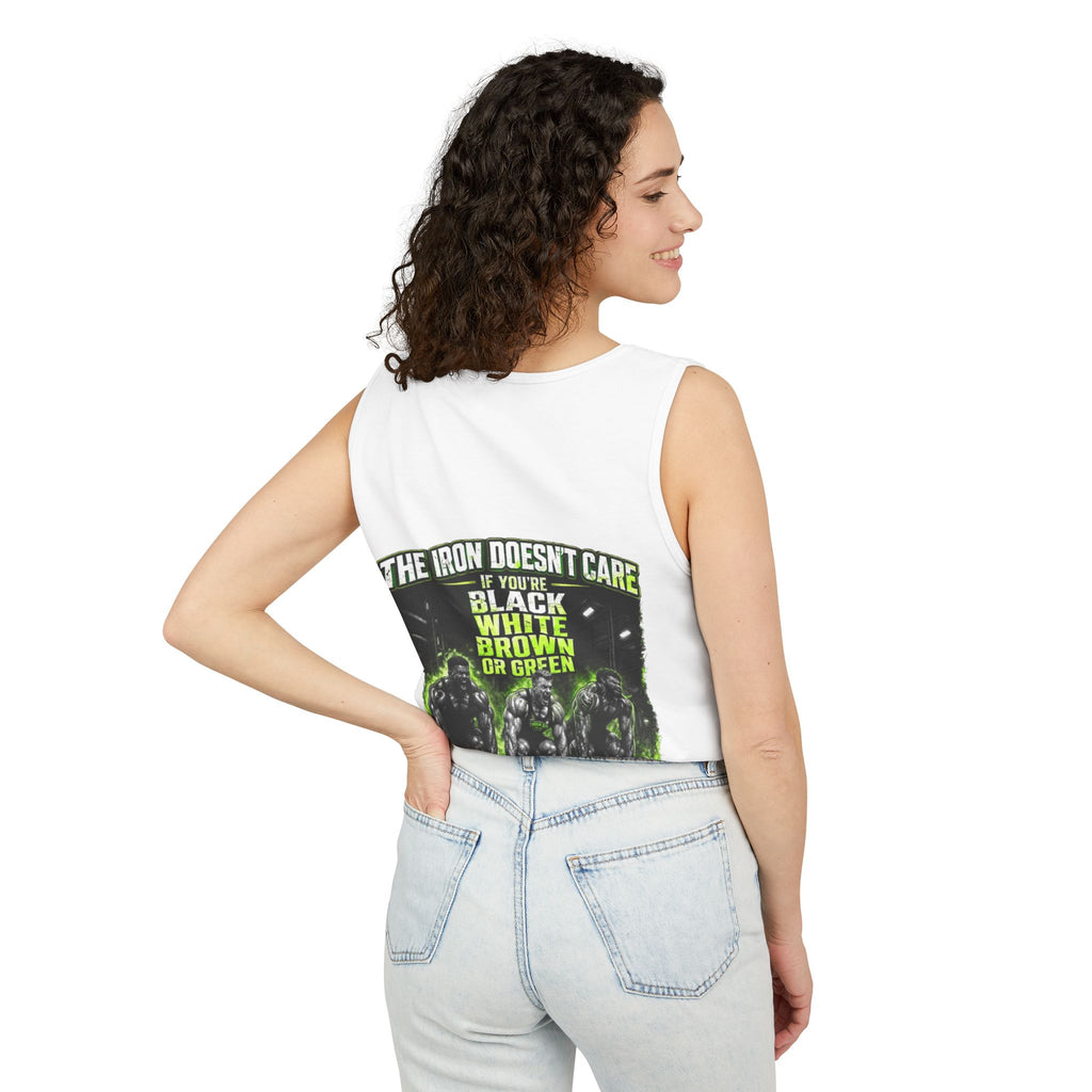 Tank Top — “The Iron Doesn’t Care” Gym Motivation Weightlifting Tank