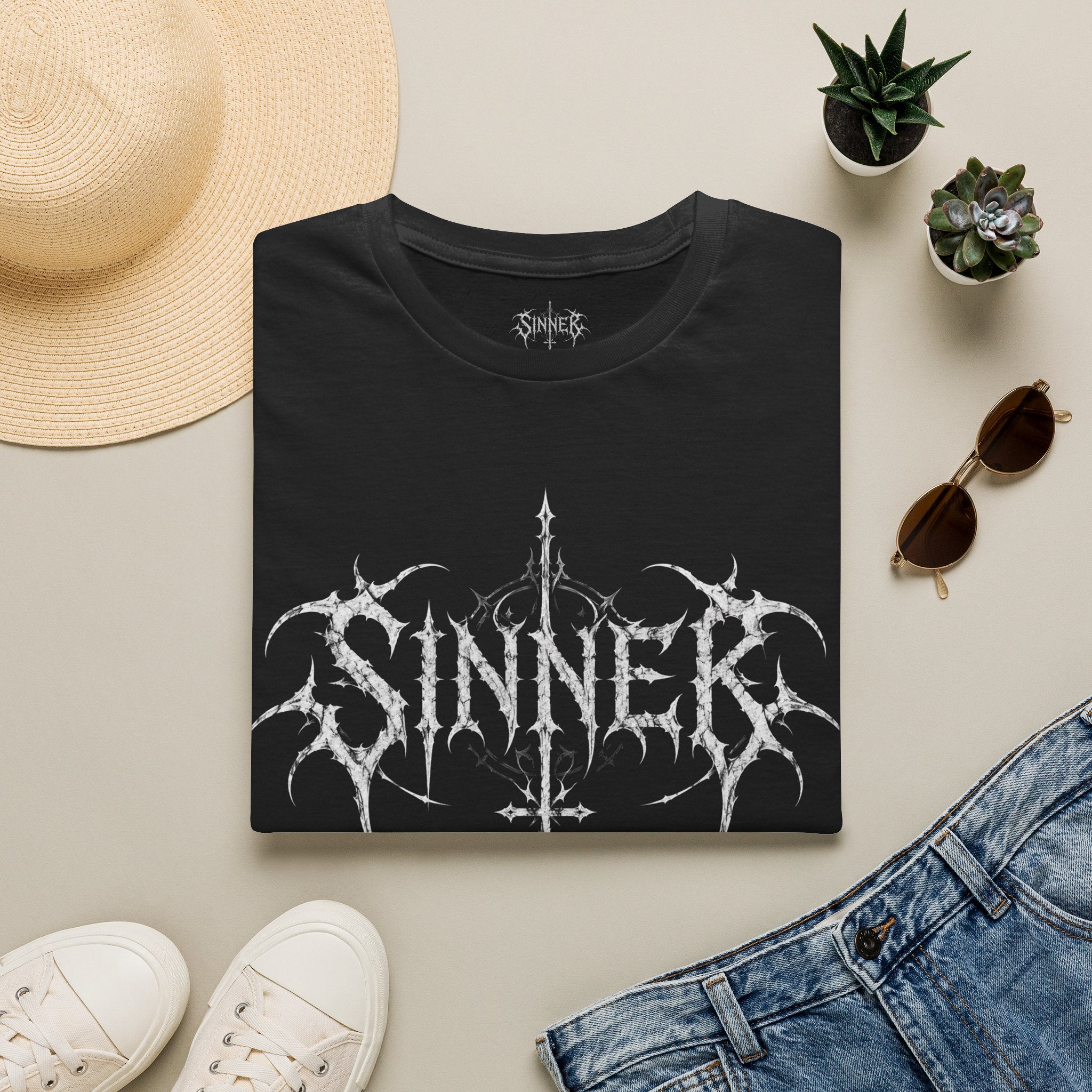 Sinner Graphic T‑Shirt — Gothic Metal Logo Tee