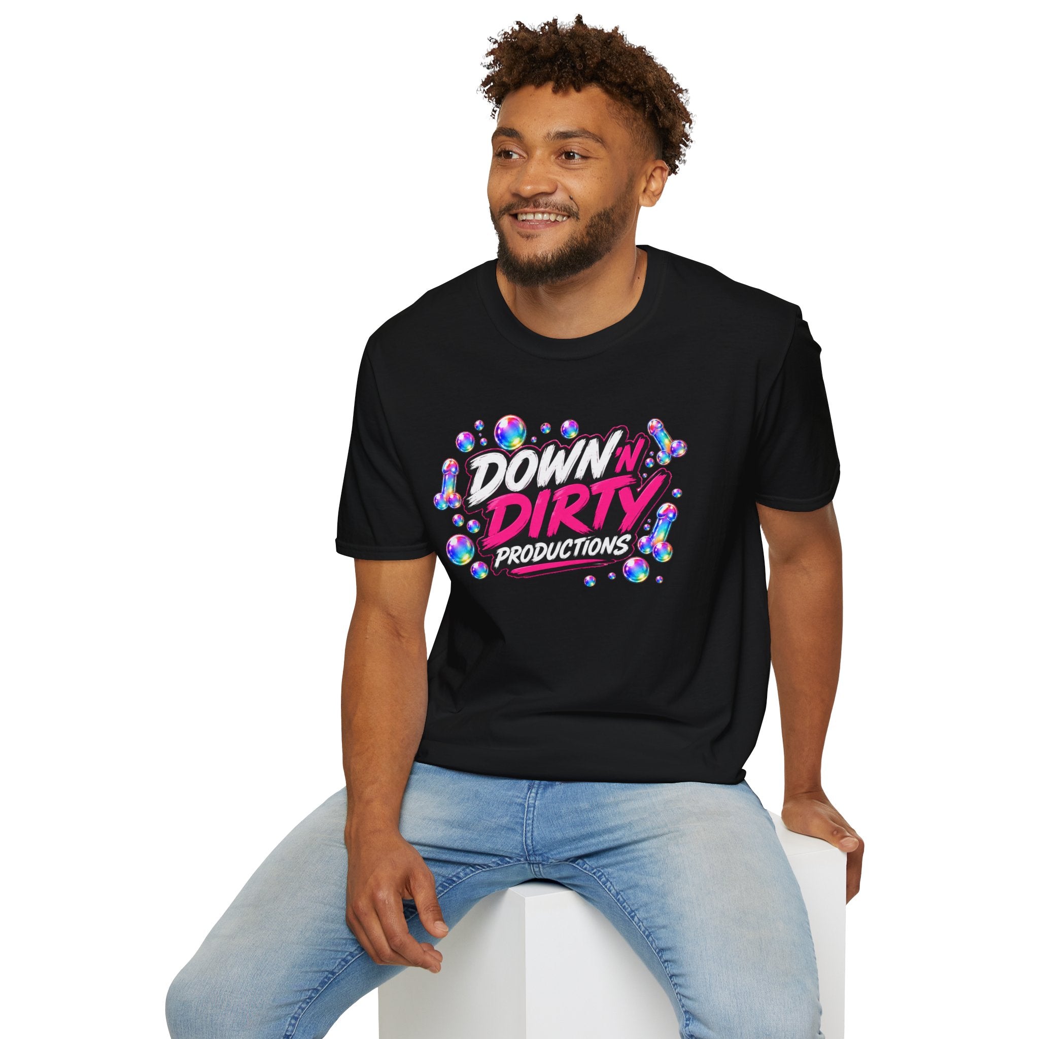 Down 'N Dirty Productions Graphic T-Shirt — Neon Bubble Logo Tee