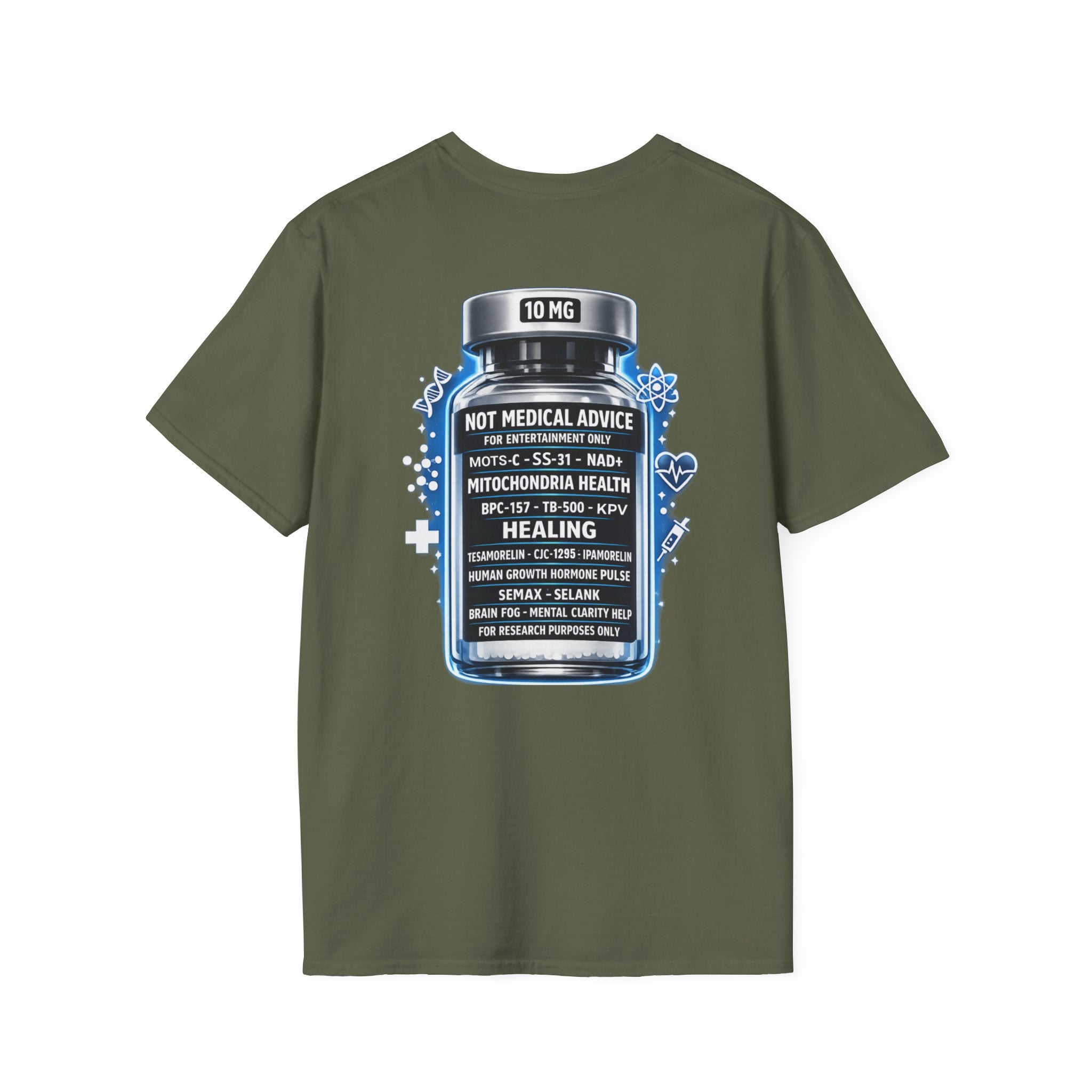 T-Shirt — “NOT MEDICAL ADVICE” Peptide Vial Graphic Tee