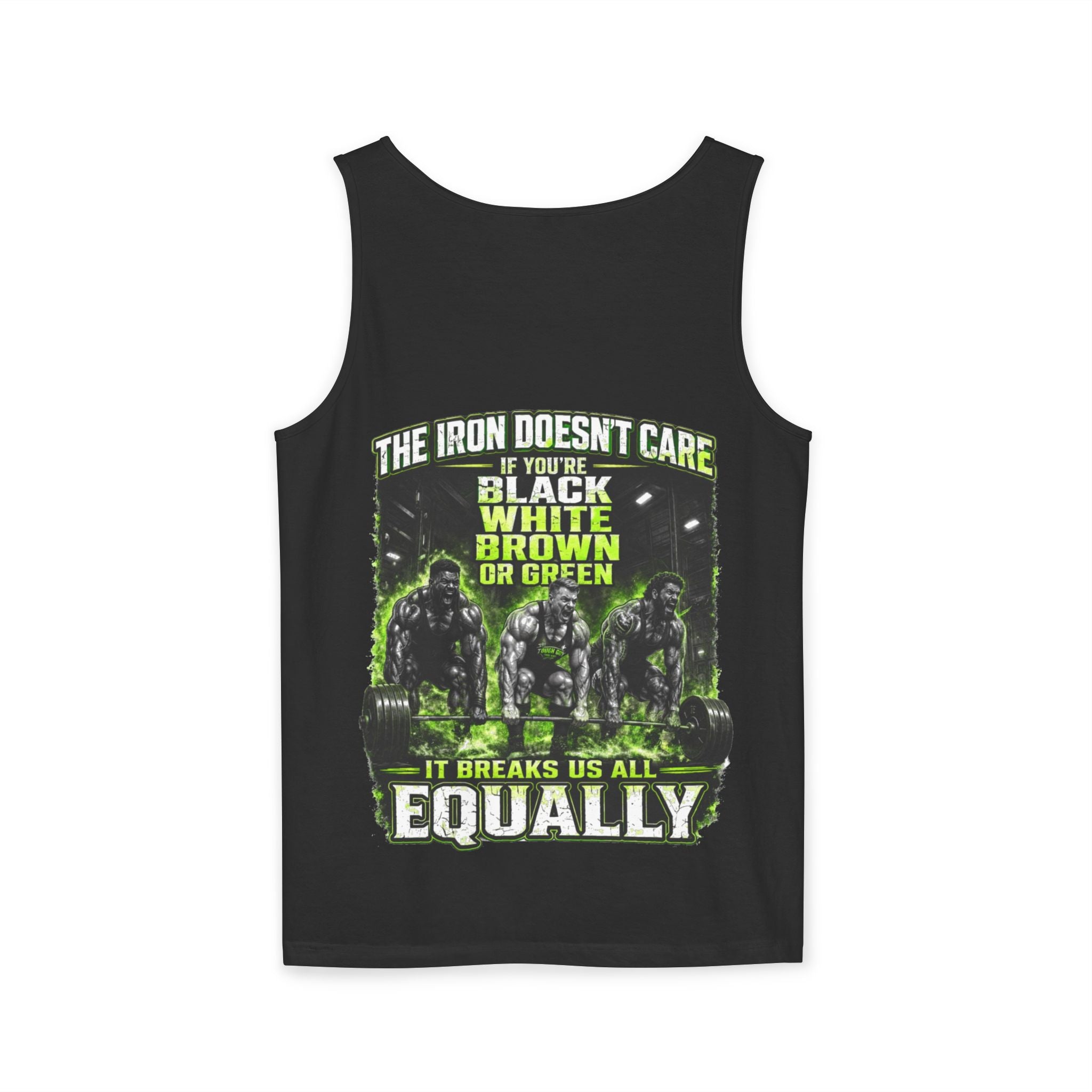 Tank Top — “The Iron Doesn’t Care” Gym Motivation Weightlifting Tank