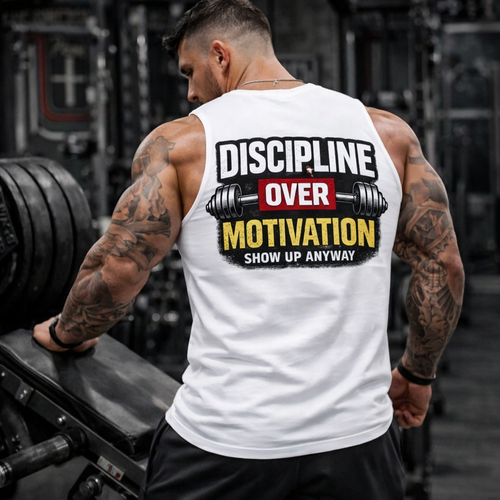 Discipline Over Motivation Tank Top — Gym Workout Fitness Muscle Tee