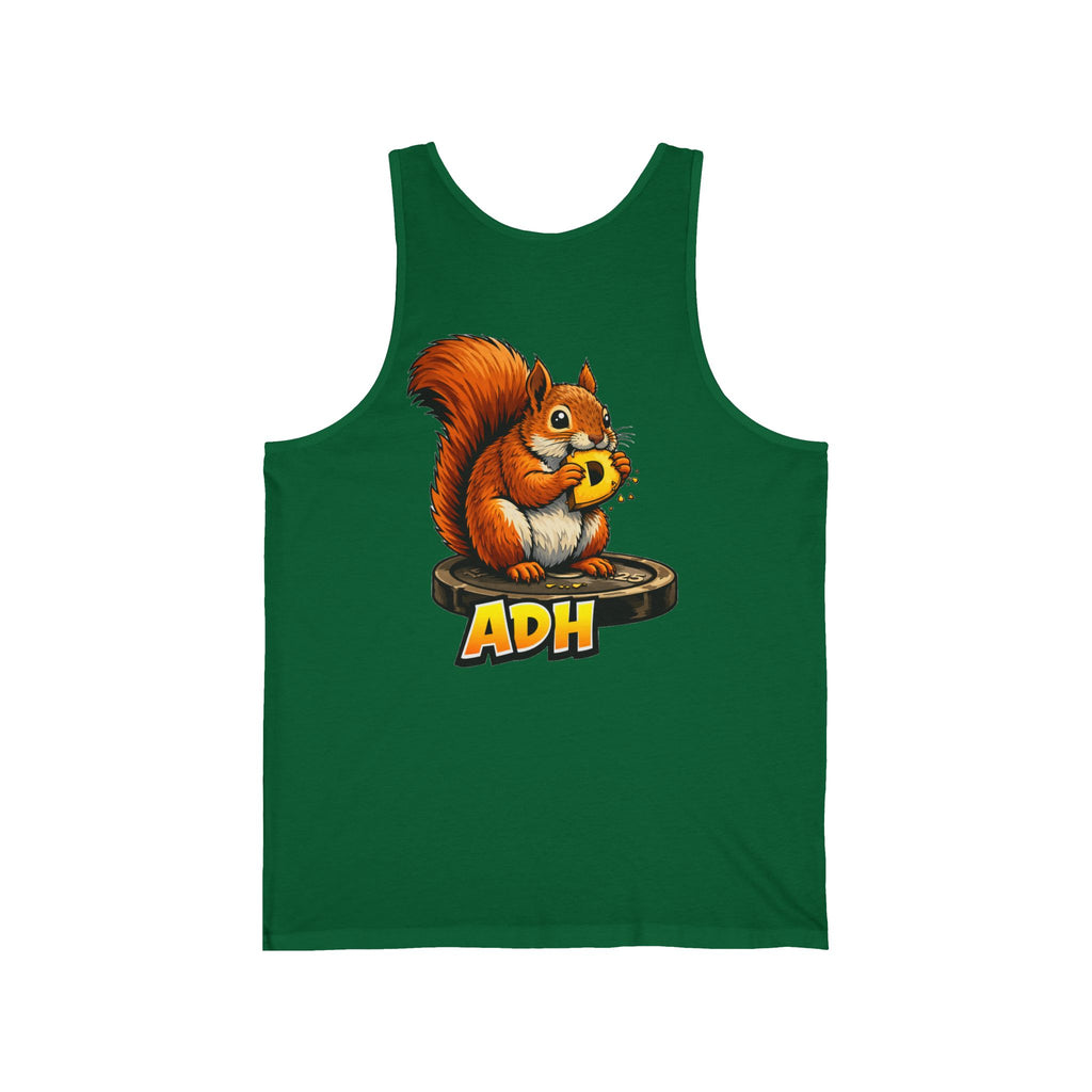 ADH Squirrel Tank Top — Cute Cartoon Squirrel Eating Nut Graphic Tank