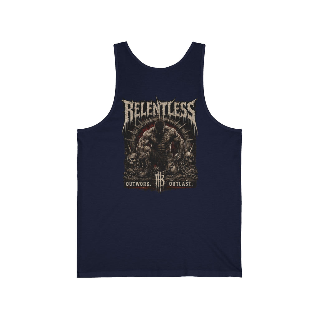 Relentless Muscle Tank — 'Relentless' Gym Tank Top with Tough Guy Graphic