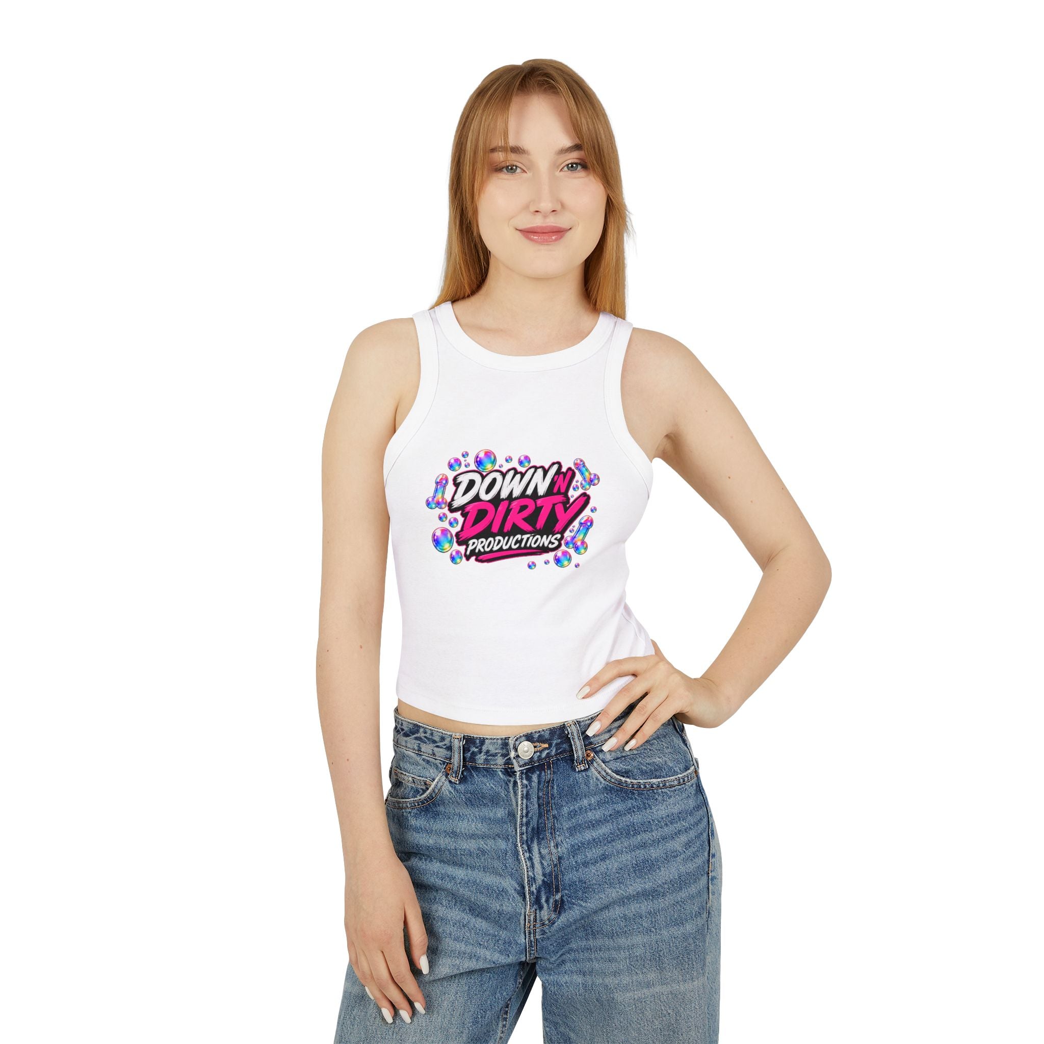 I Love Blowing Bubbles Racer Tank — Down Dirty Productions Graphic Tank Top