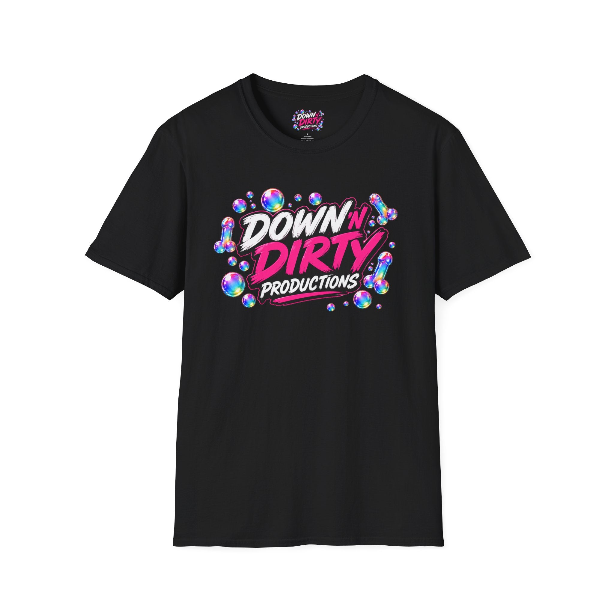 Down 'N Dirty Productions Graphic T-Shirt — Neon Bubble Logo Tee