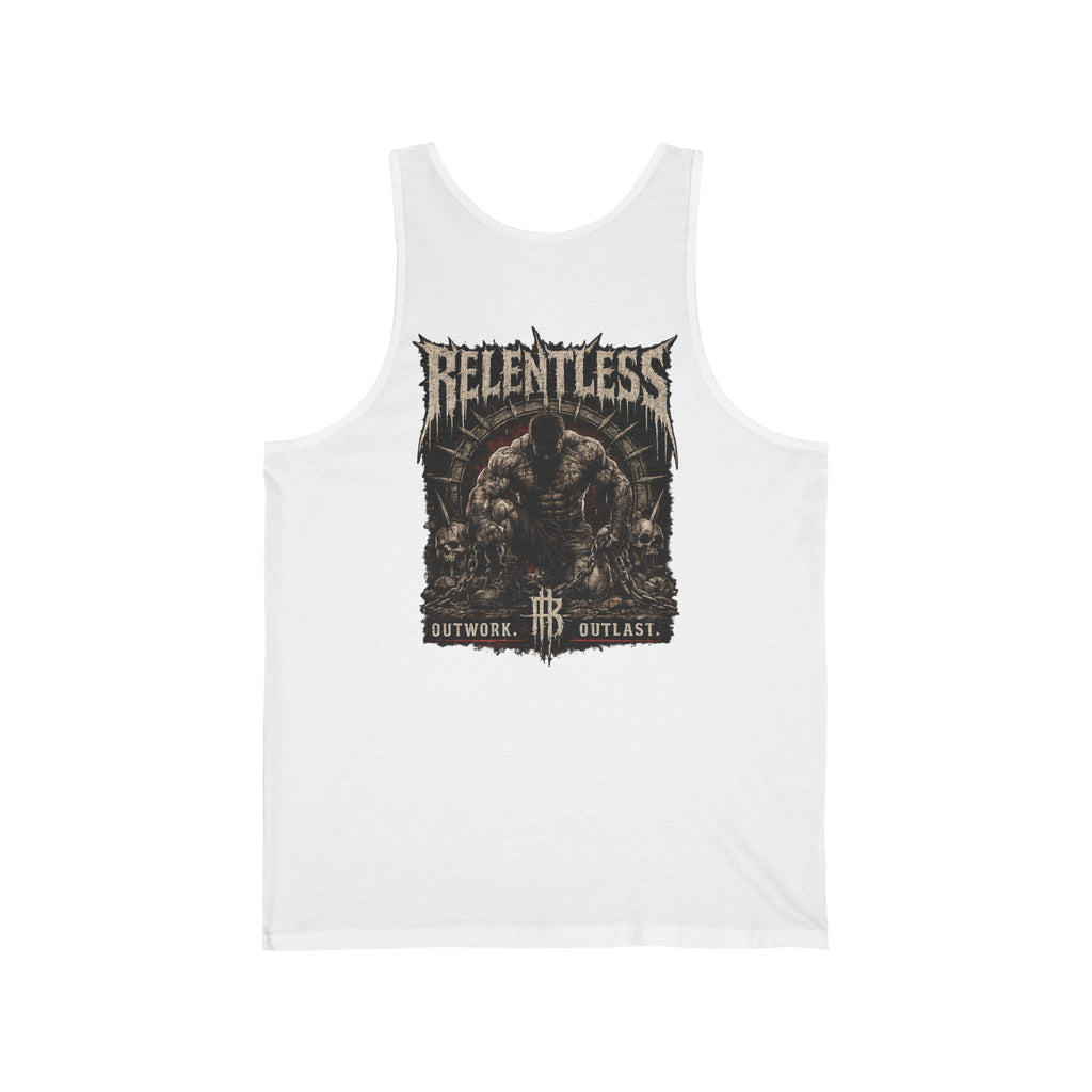 Relentless Muscle Tank — 'Relentless' Gym Tank Top with Tough Guy Graphic