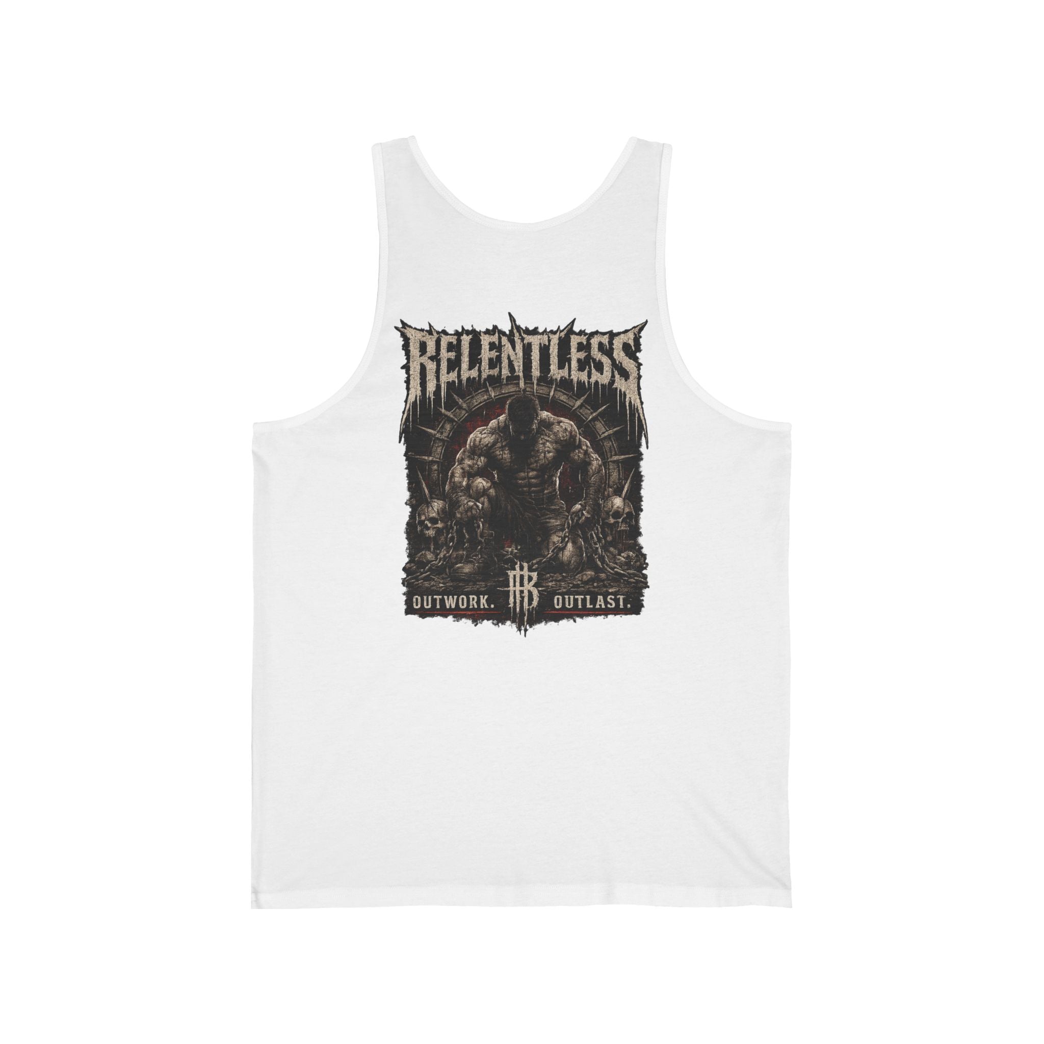 Relentless Muscle Tank — 'Relentless' Gym Tank Top with Tough Guy Graphic