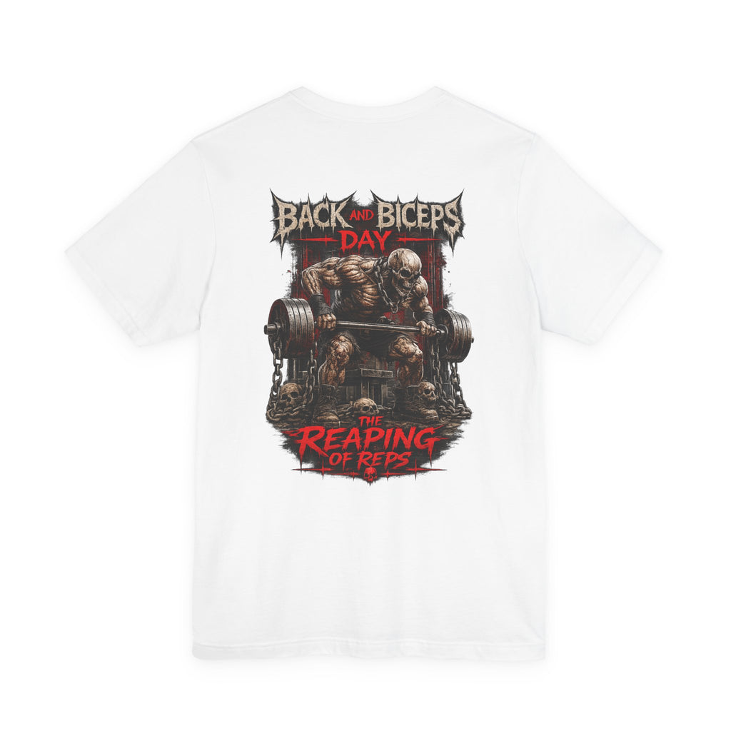 Back and Biceps Day Gym Tee — "The Reaping of Reps" Workout T-Shirt