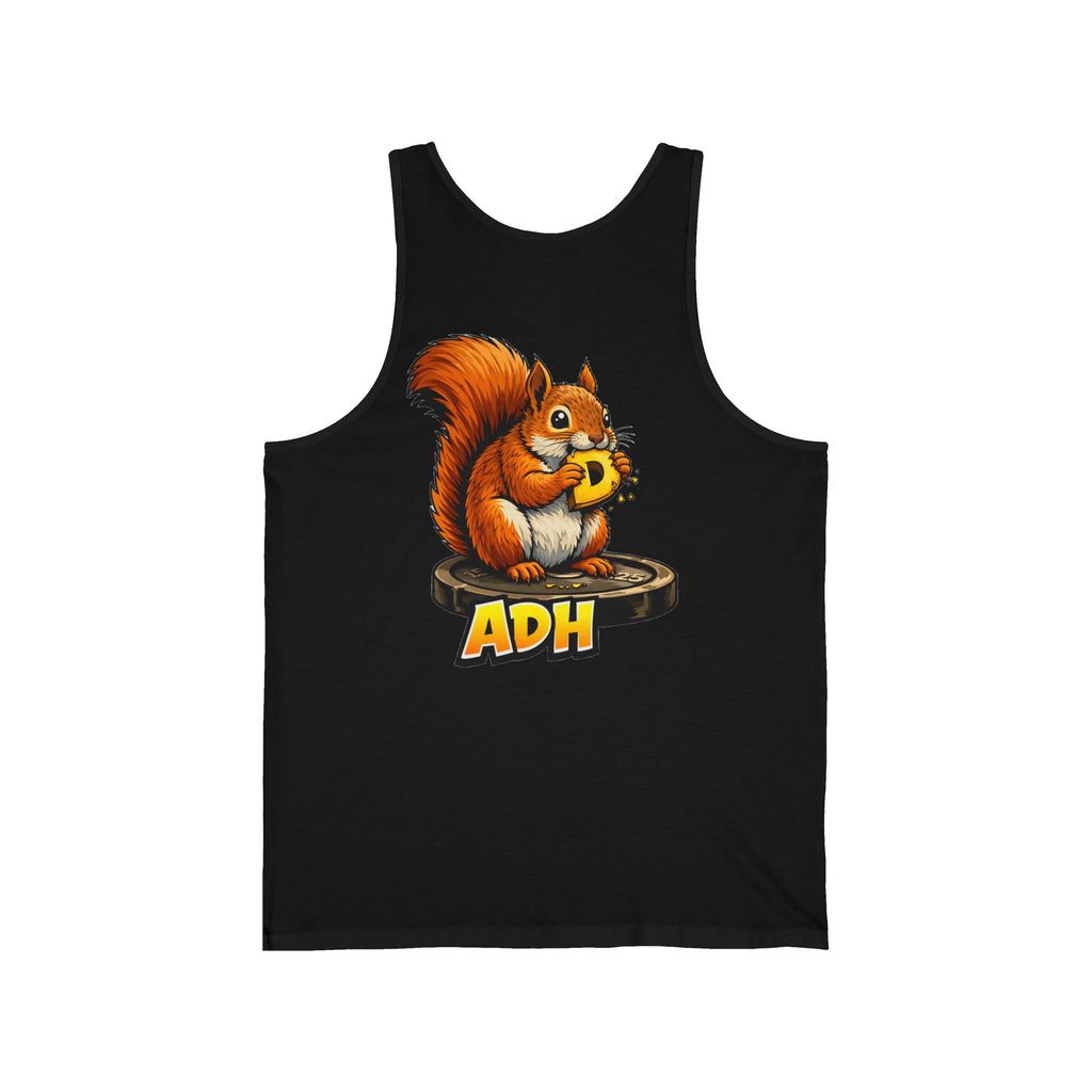 ADH Squirrel Tank Top — Cute Cartoon Squirrel Eating Nut Graphic Tank