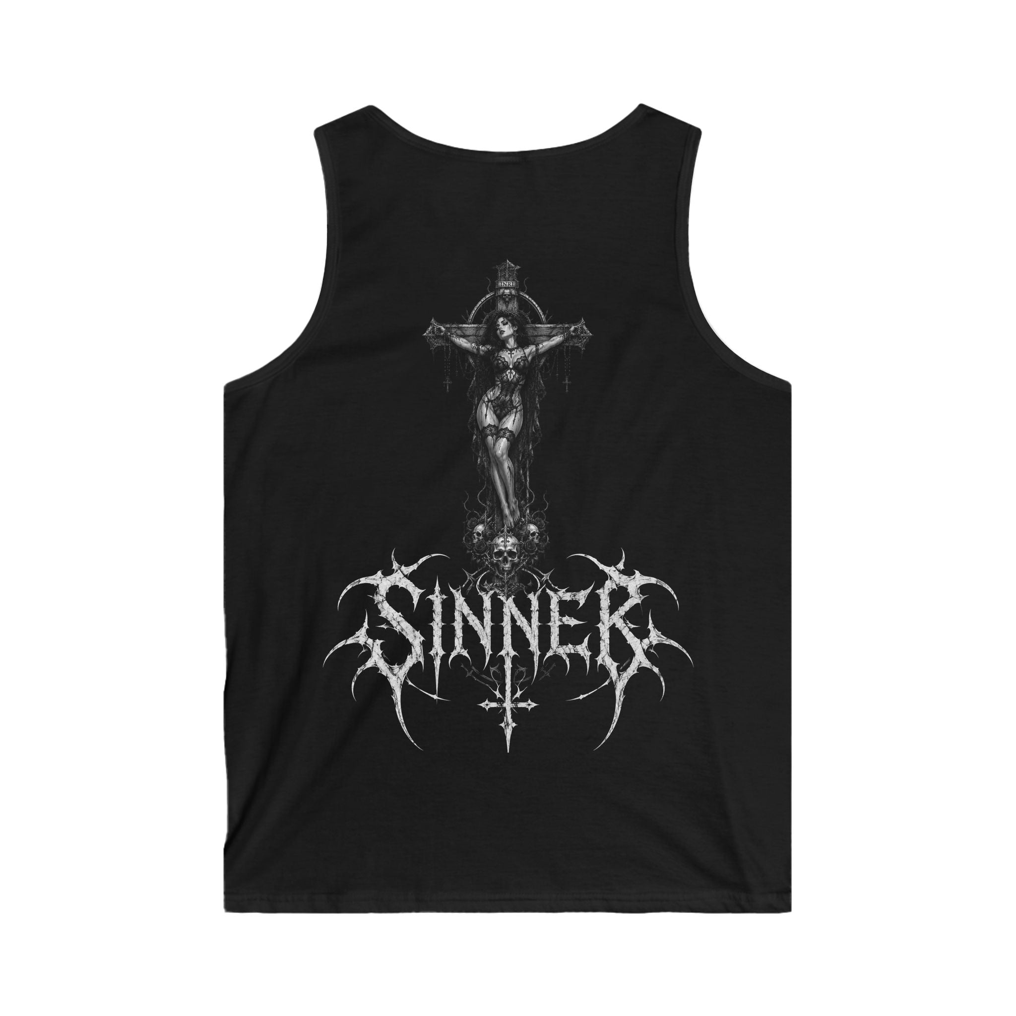 Sinner Black Tank Top — Gothic Metal Band Style Sleeveless Shirt
